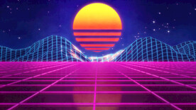 玫红光线高山插画风格背景