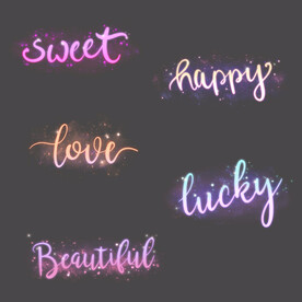 梦幻紫色粉色发光英文字母单词