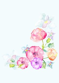 矢量图堆叠彩绘花朵效果