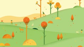 绿色草地树插画背景