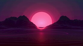 夜晚高山森林插画风格