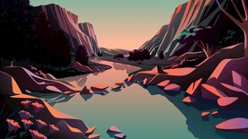 森林河流插画风格