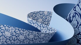 青花抽象拉丝3D立体流体渐变