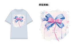 蝴蝶结水彩印花T恤