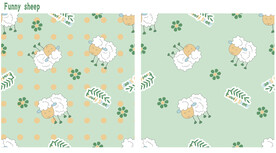 滑稽的小绵羊四方连续图案设计