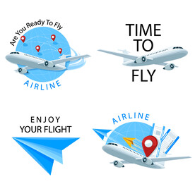 飞机旅行插画