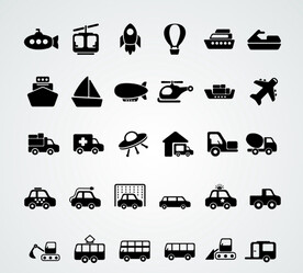 卡通交通工具图标