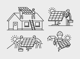 太阳能板安装插画