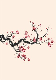 国风红梅矢量图