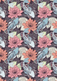 锦鲤荷花国潮背景花纹