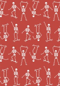 骷髅骨头玩滑板卡通