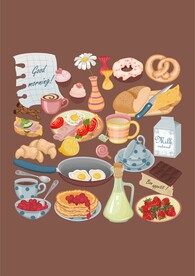 早餐煎蛋巧克力面包牛奶