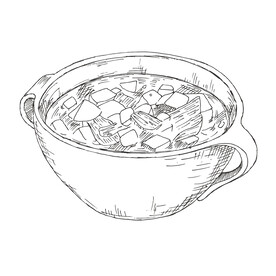 萝卜豆腐汤线描插画