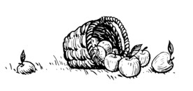 一筐苹果线描插画