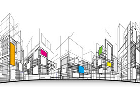 抽象建筑插画背景