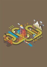 模拟小镇道路小汽车小城市