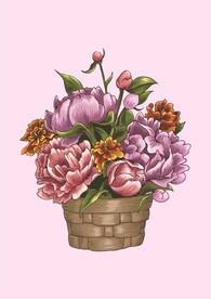 手绘小花篮植物