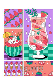 西瓜饮品插画