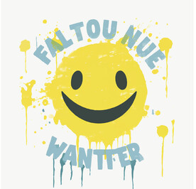 字母笑脸图案印花