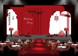 红白色婚礼现场