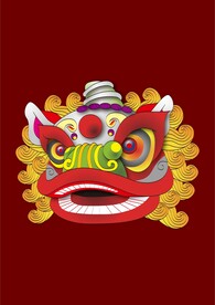 中国风醒狮狮子头舞狮国潮