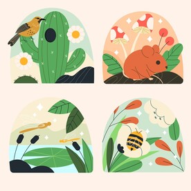 矢量手绘可爱的自然集合