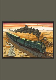 铁路火车沙漠小兔子