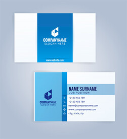 蓝色简约商务企业名片模板