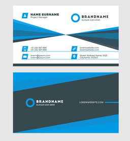 黑蓝色方块个人商务企业名片模板