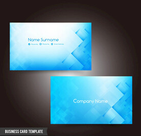 蓝色方块科技感商务企业名片模板