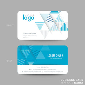 蓝色几何方块商务企业名片模板
