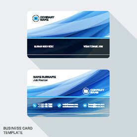 蓝色线条科技感商务企业名片模板