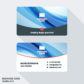 蓝色线条科技商务企业名片模板