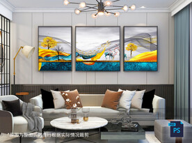 新中式麋鹿山水