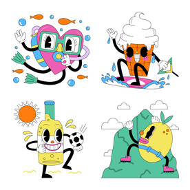 酸性夏季运动贴纸