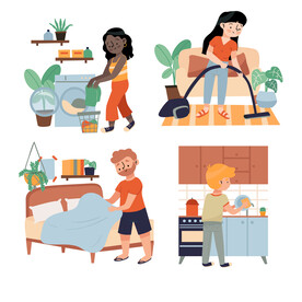 做家务的年轻人