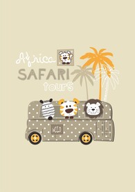 波点动物校车狮子老虎斑马椰树