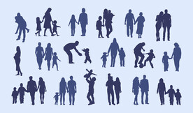 一家人剪影矢量