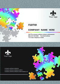 黑色积木公司企业个人名片模板