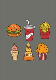 下午茶汉堡包薯条可乐雪糕爆米花