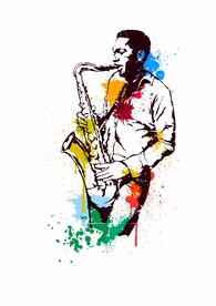 绅士演奏乐器音乐插画涂鸦喷溅风