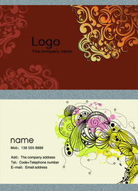 褐色花朵个性个人公司名片模板