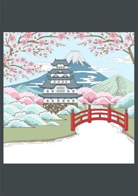 日本富士山旅游胜地樱花