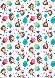 小猴子雪糕儿童墙纸