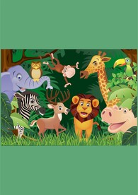 动物夏令营森林集合猫头鹰猴子斑