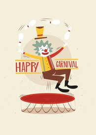 欢乐小丑弹力床表演抛瓶子