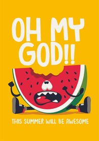 夏季受伤的西瓜可爱趣味卡通形象