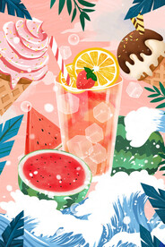 西瓜饮料插画