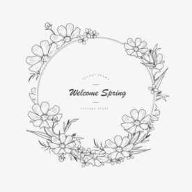 黑白花卉植物边框