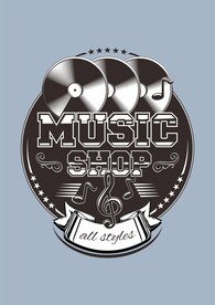 黑胶CD店音乐培训logo印花